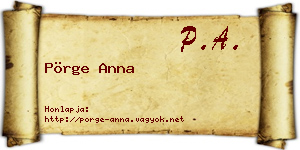 Pörge Anna névjegykártya